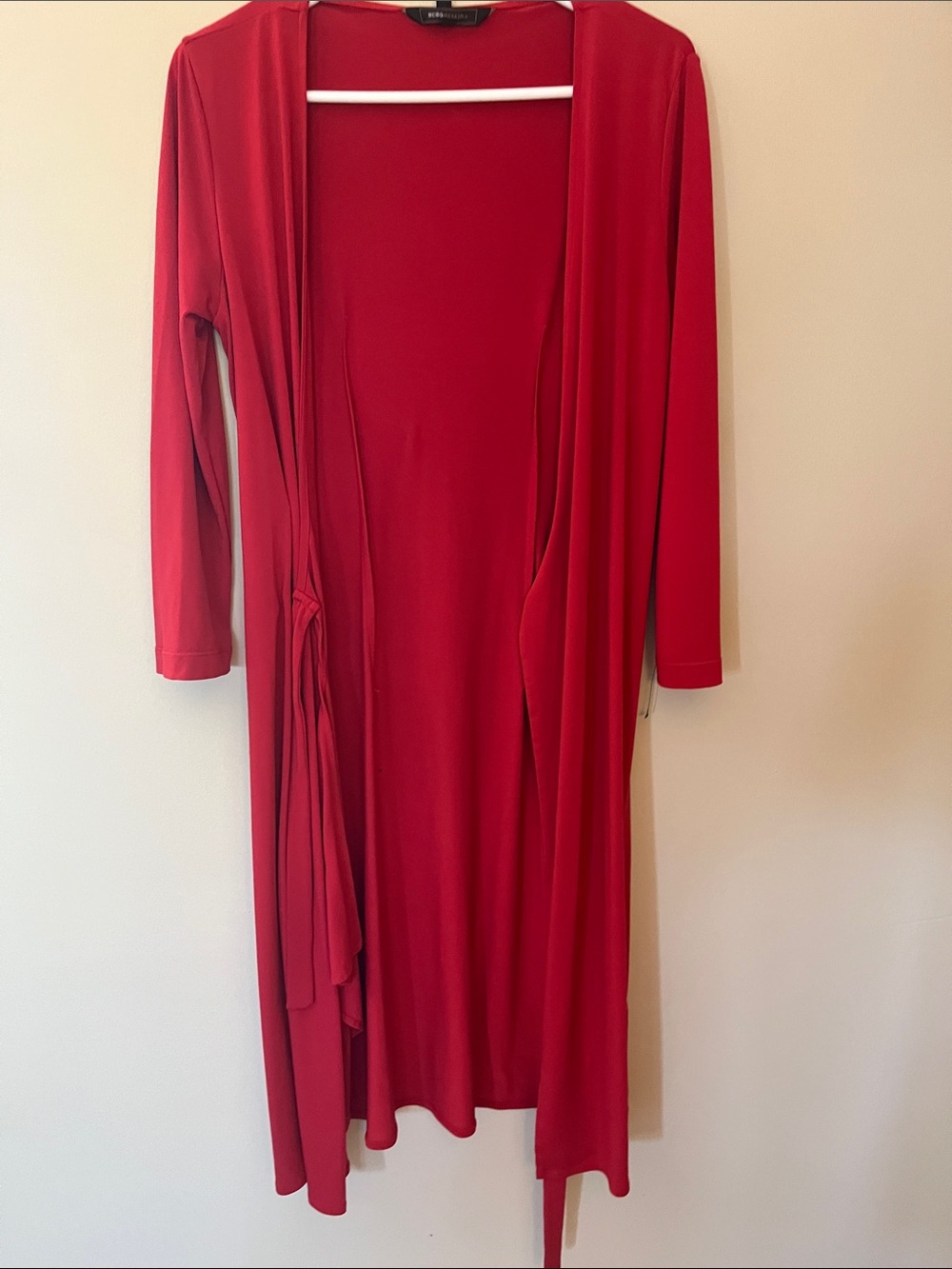 BCBGMaxAzria Red Open-Front Duster Cardigan
